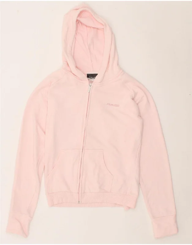 REEBOK Womens Oversized Zip Hoodie Sweater UK 10 Small Pink Cotton