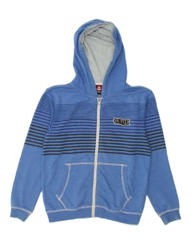 SALTROCK Boys Graphic Zip Hoodie Sweater 7-8 Years Blue Striped Cotton