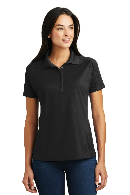 Sport-Tek Womens Dri-Mesh Moisture Wicking Short Sleeve Polo Shirt - Black