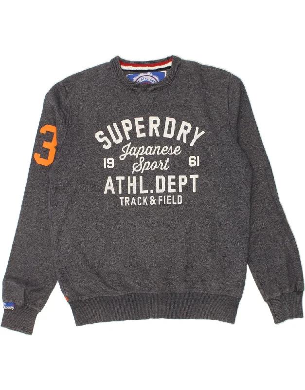 SUPERDRY Mens Graphic Sweatshirt Jumper Large Grey Cotton