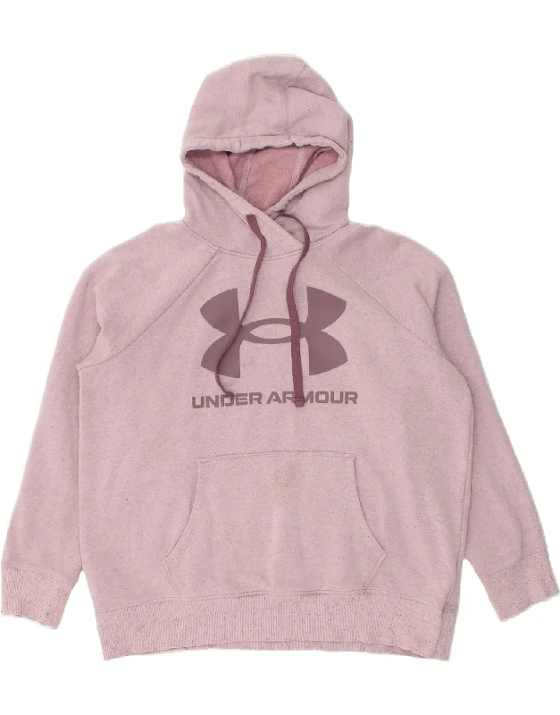 UNDER ARMOUR Womens Oversized Graphic Hoodie Jumper UK 16 Large Pink