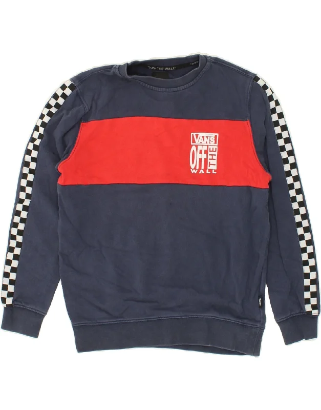 VANS Boys Graphic Sweatshirt Jumper 11-12 Years Small Navy Blue