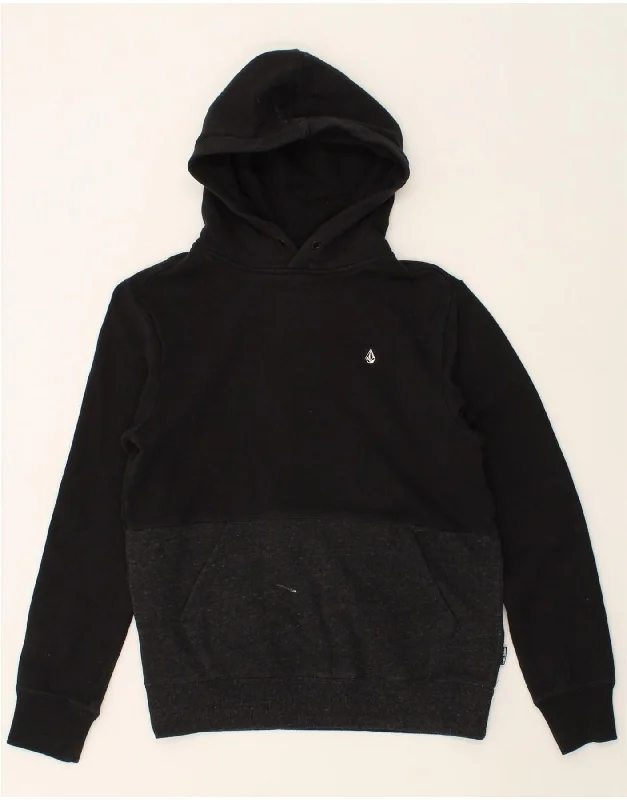 VOLCOM Mens Hoodie Jumper Small Black Colourblock Cotton