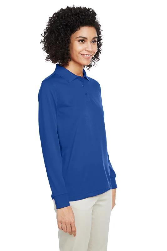 Harriton Womens Advantage Performance Moisture Wicking Long Sleeve Polo Shirt - True Royal Blue