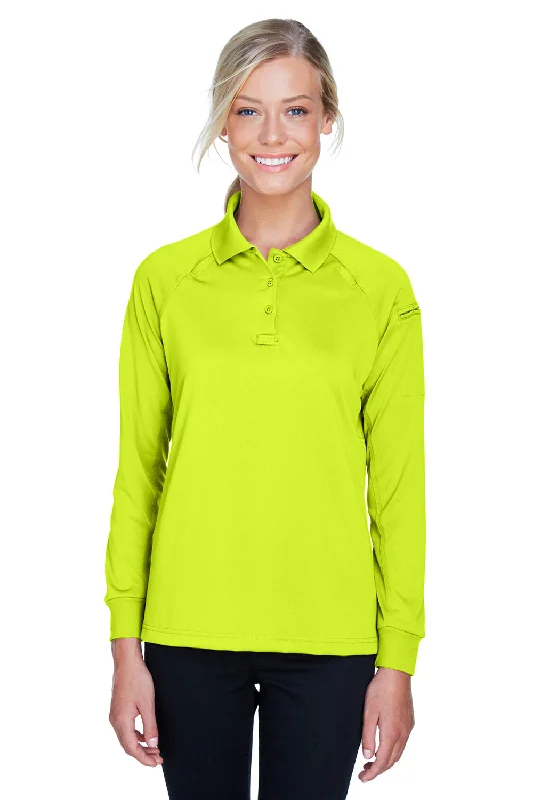 Harriton Womens Advantage Tactical Moisture Wicking Long Sleeve Polo Shirt - Safety Yellow