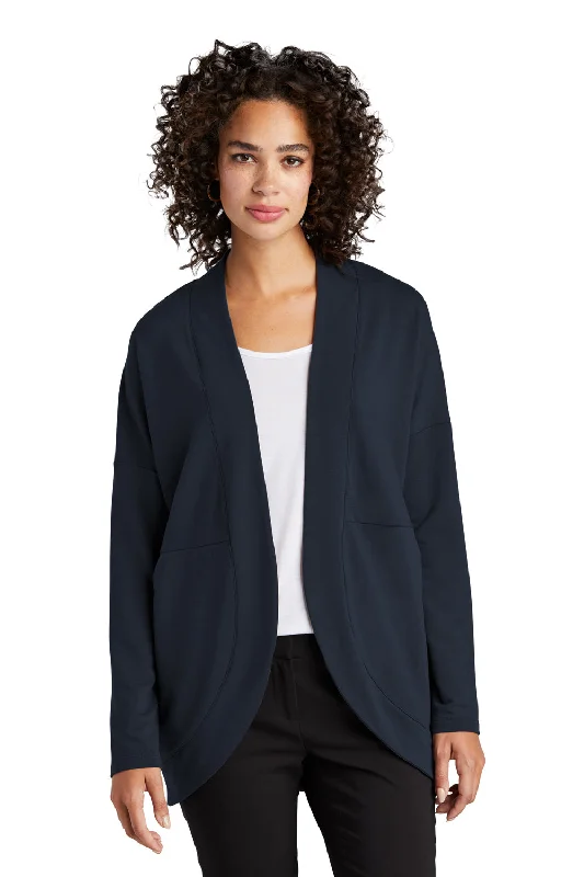 Mercer+Mettle Womens Stretch Open Front Long Sleeve Cardigan Sweater - Night Navy Blue