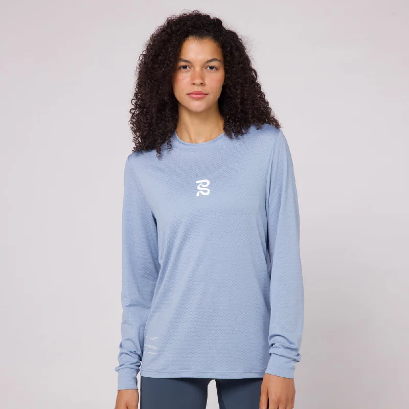 Micromesh™ ""Geometry"" Long Sleeve Tee - Unisex, Smokey Blue