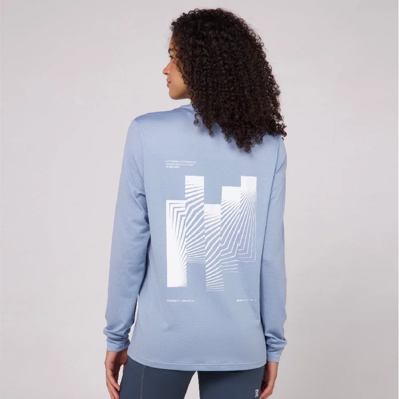 Micromesh™ ""Geometry"" Long Sleeve Tee - Unisex, Smokey Blue