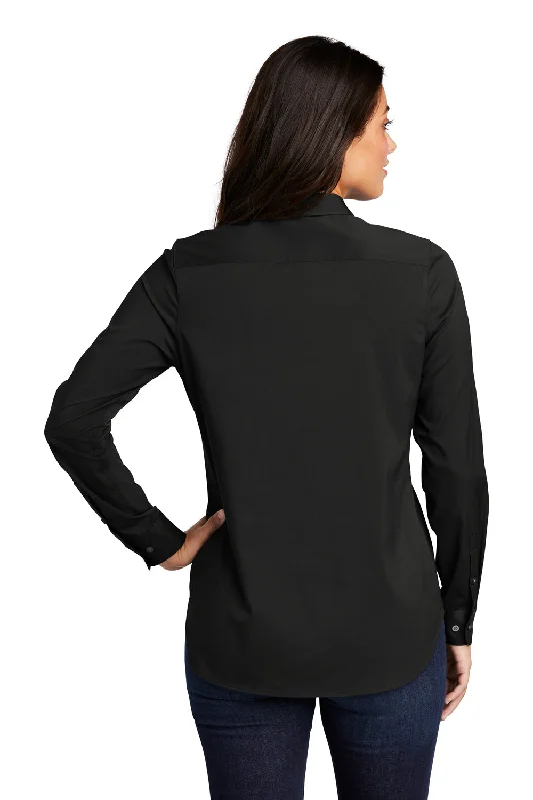 Port Authority Womens City Moisture Wicking Long Sleeve Polo Shirt - Black