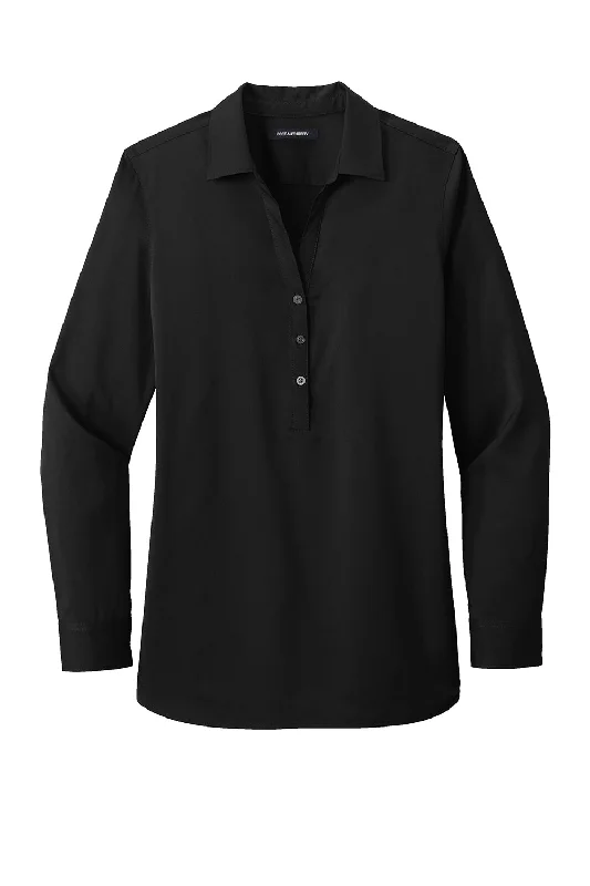 Port Authority Womens City Moisture Wicking Long Sleeve Polo Shirt - Black