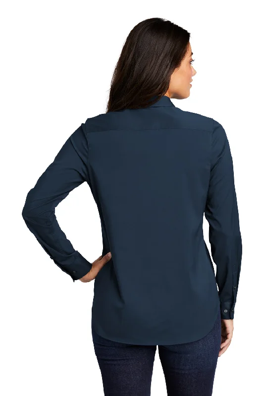 Port Authority Womens City Moisture Wicking Long Sleeve Polo Shirt - River Navy Blue