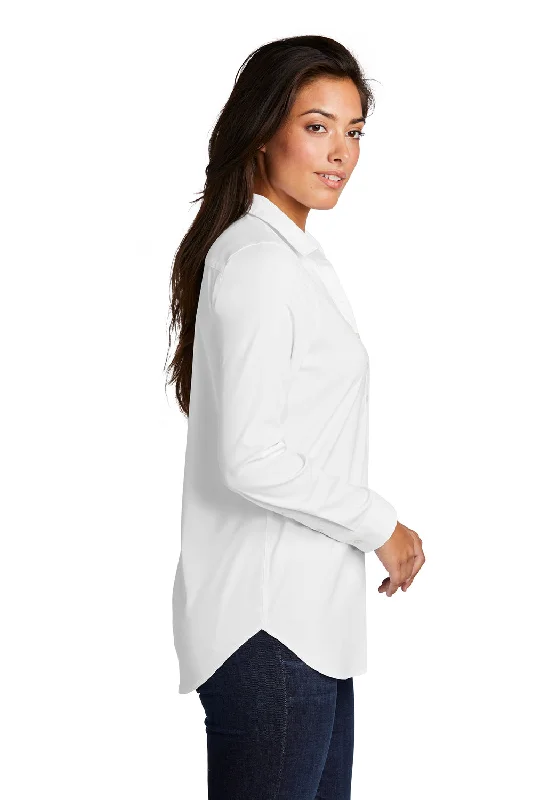 Port Authority Womens City Moisture Wicking Long Sleeve Polo Shirt - White