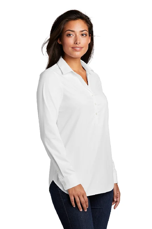 Port Authority Womens City Moisture Wicking Long Sleeve Polo Shirt - White