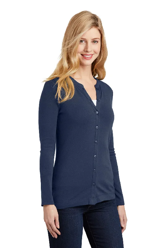 Port Authority Womens Concept Long Sleeve Cardigan Sweater - Dress Navy Blue