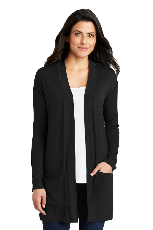 Port Authority Womens Concept Long Sleeve Cardigan Sweater w/ Pockets - Black