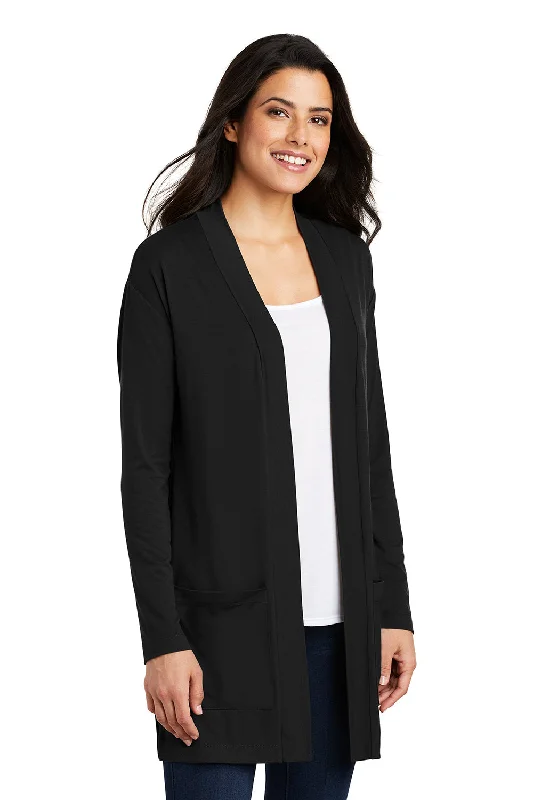 Port Authority Womens Concept Long Sleeve Cardigan Sweater w/ Pockets - Black