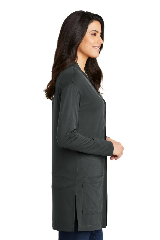 Port Authority Womens Concept Long Sleeve Cardigan Sweater w/ Pockets - Smoke Grey