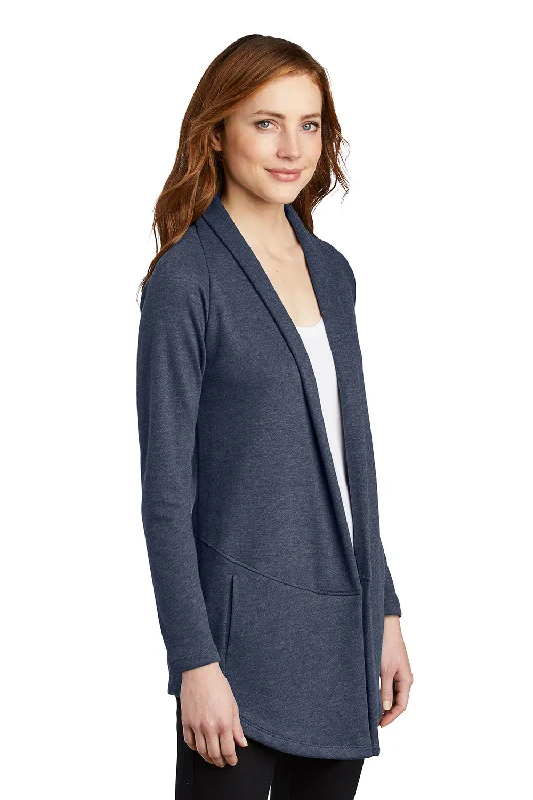 Port Authority Womens Long Sleeve Cardigan Sweater - Heather Estate Blue