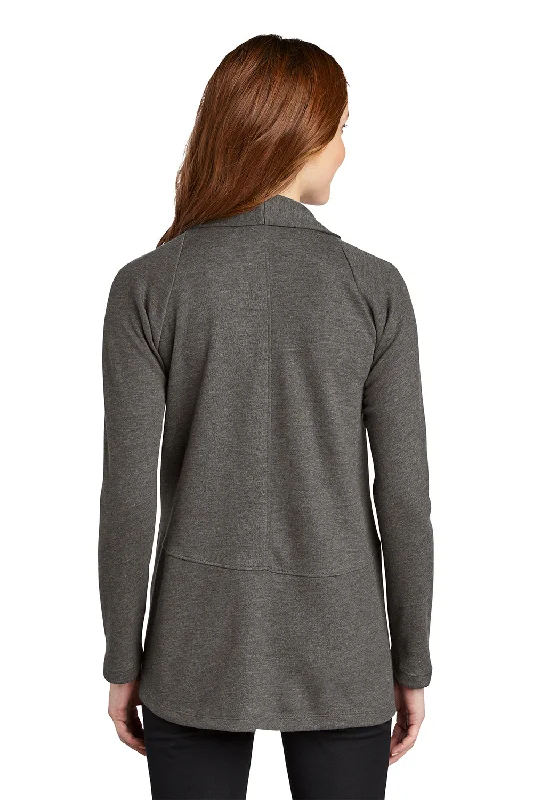 Port Authority Womens Long Sleeve Cardigan Sweater - Heather Charcoal Grey