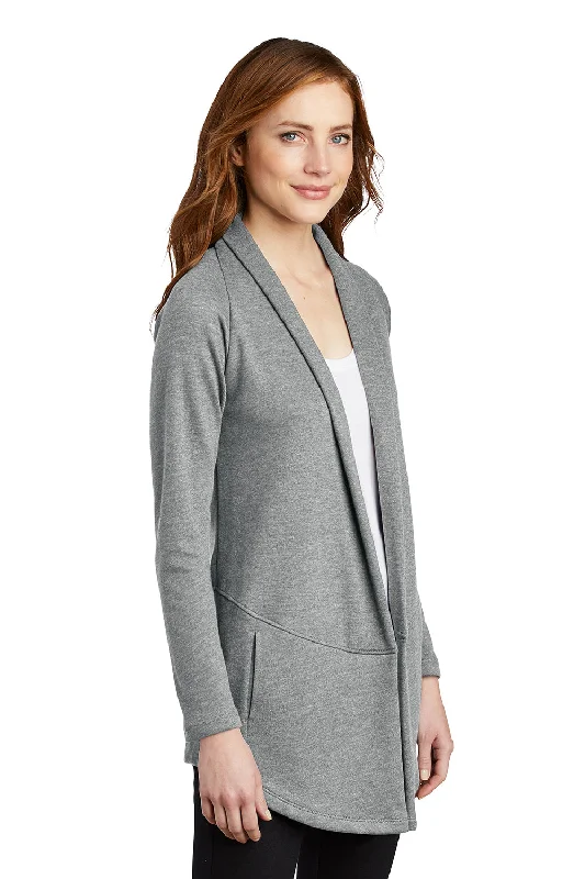 Port Authority Womens Long Sleeve Cardigan Sweater - Heather Medium Grey