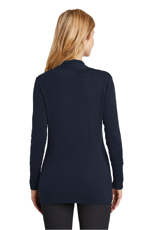 Port Authority Womens Long Sleeve Cardigan Sweater - Navy Blue