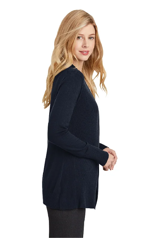 Port Authority Womens Long Sleeve Cardigan Sweater - Navy Blue