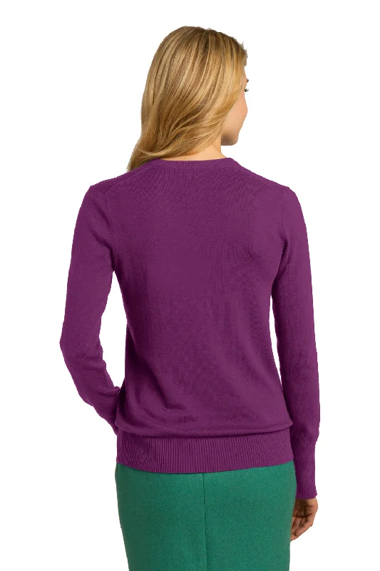 Port Authority Womens Long Sleeve V-Neck Sweater - Deep Berry Purple