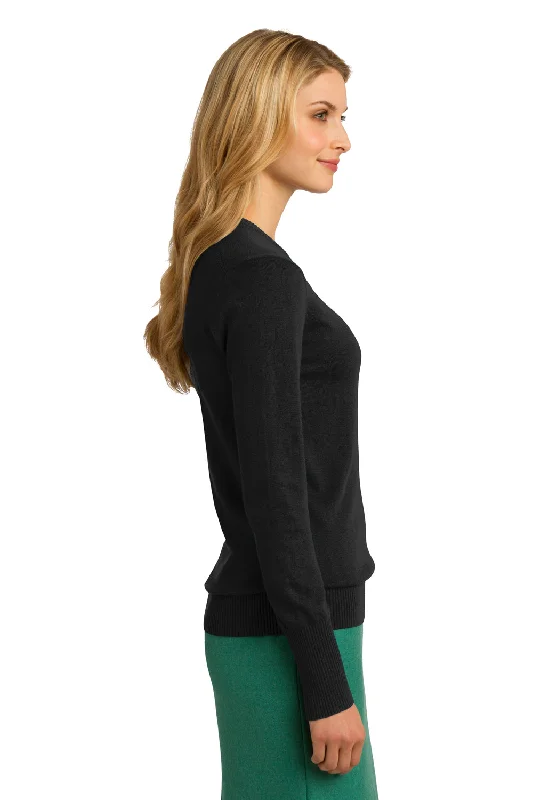 Port Authority Womens Long Sleeve V-Neck Sweater - Black