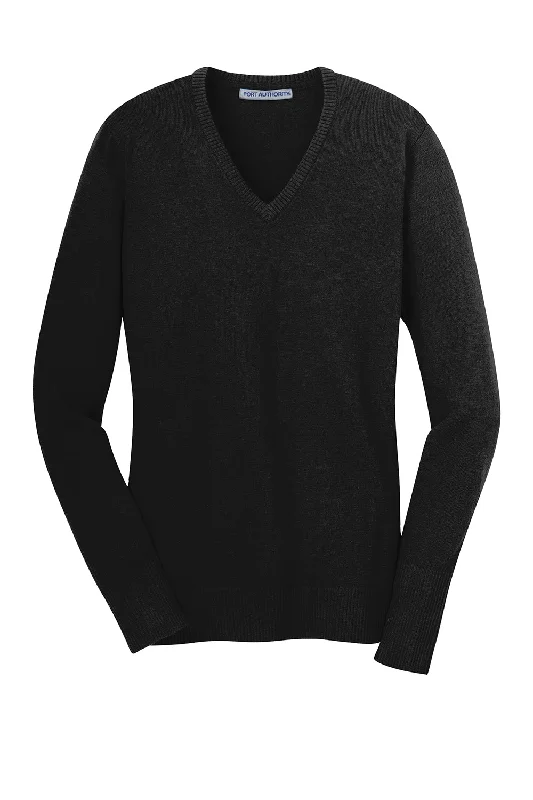 Port Authority Womens Long Sleeve V-Neck Sweater - Black