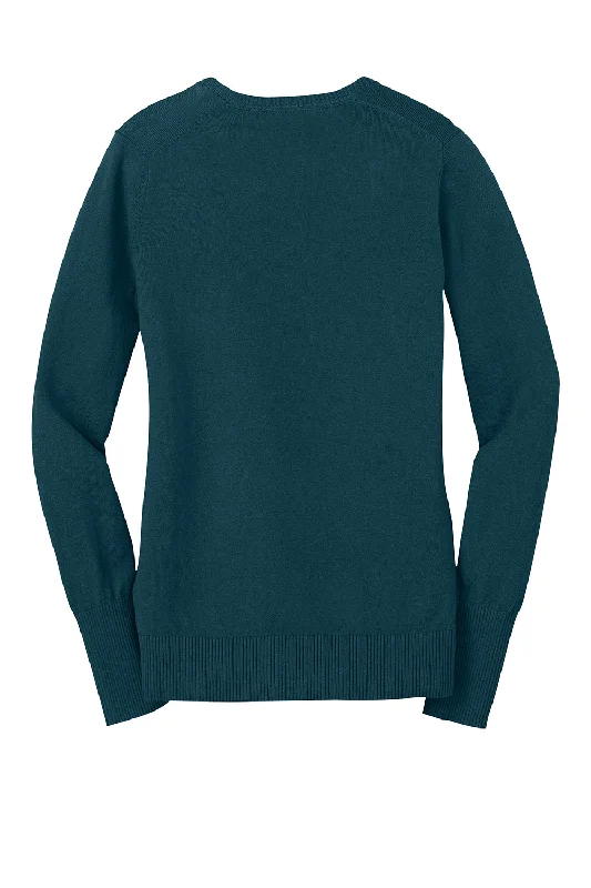 Port Authority Womens Long Sleeve V-Neck Sweater - Moroccan Blue