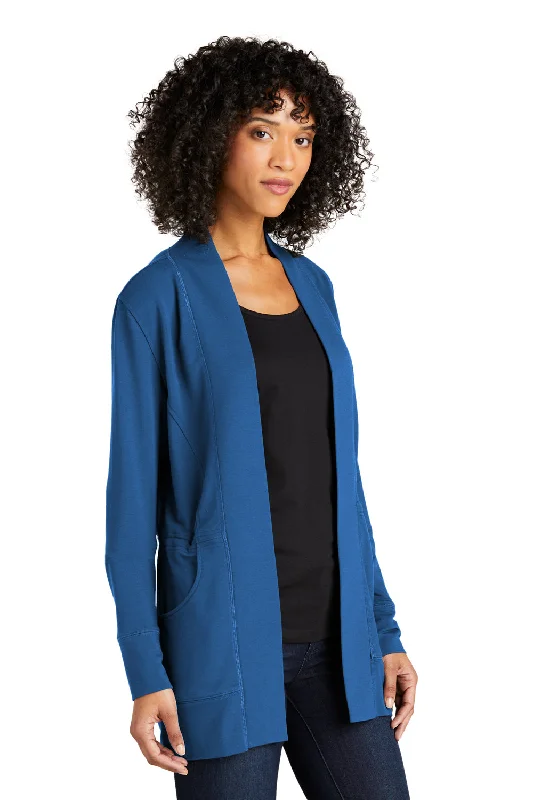 Port Authority Womens Microterry Snag Resistant Long Sleeve Cardigan Sweater - Aegean Blue