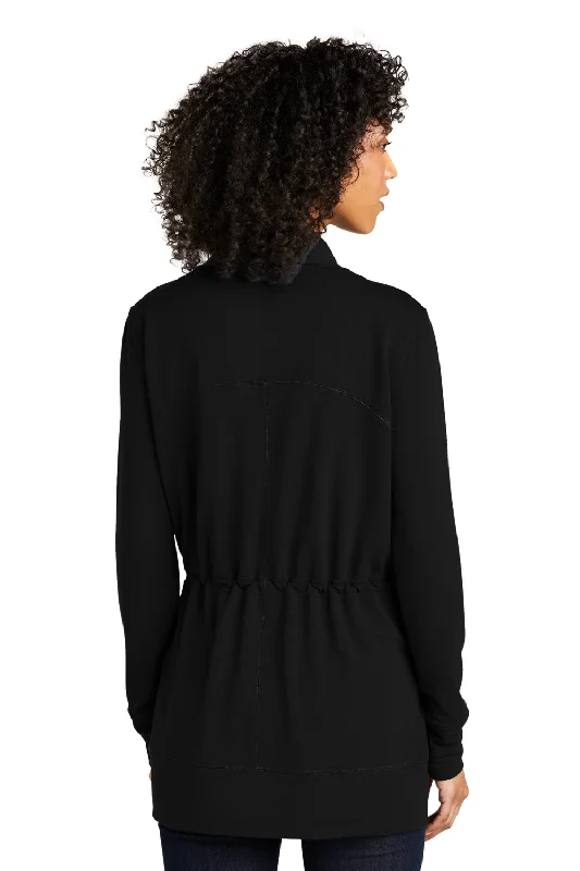 Port Authority Womens Microterry Snag Resistant Long Sleeve Cardigan Sweater - Deep Black