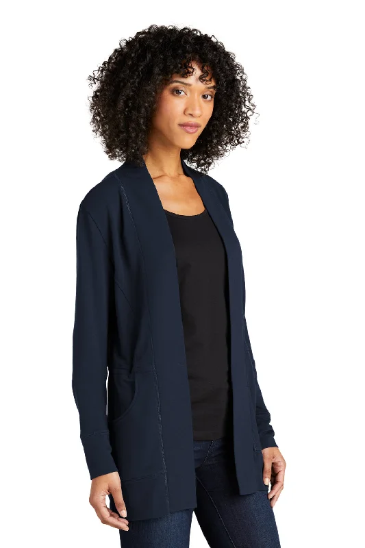 Port Authority Womens Microterry Snag Resistant Long Sleeve Cardigan Sweater - River Navy Blue