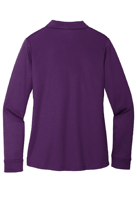 Port Authority Womens Silk Touch Performance Moisture Wicking Long Sleeve Polo Shirt - Bright Purple