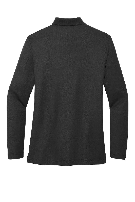 Port Authority Womens Silk Touch Wrinkle Resistant Long Sleeve Polo Shirt - Black