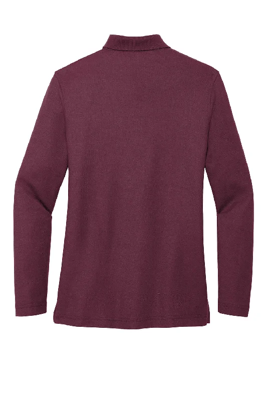 Port Authority Womens Silk Touch Wrinkle Resistant Long Sleeve Polo Shirt - Burgundy