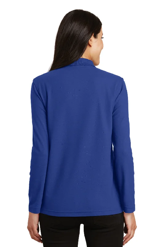 Port Authority Womens Silk Touch Wrinkle Resistant Long Sleeve Polo Shirt - Royal Blue