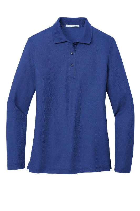 Port Authority Womens Silk Touch Wrinkle Resistant Long Sleeve Polo Shirt - Royal Blue