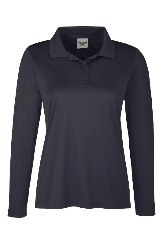 Team 365 Womens Zone Sonic Moisture Wicking Long Sleeve Polo Shirt - Black