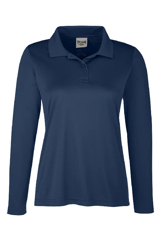 Team 365 Womens Zone Sonic Moisture Wicking Long Sleeve Polo Shirt - Dark Navy Blue