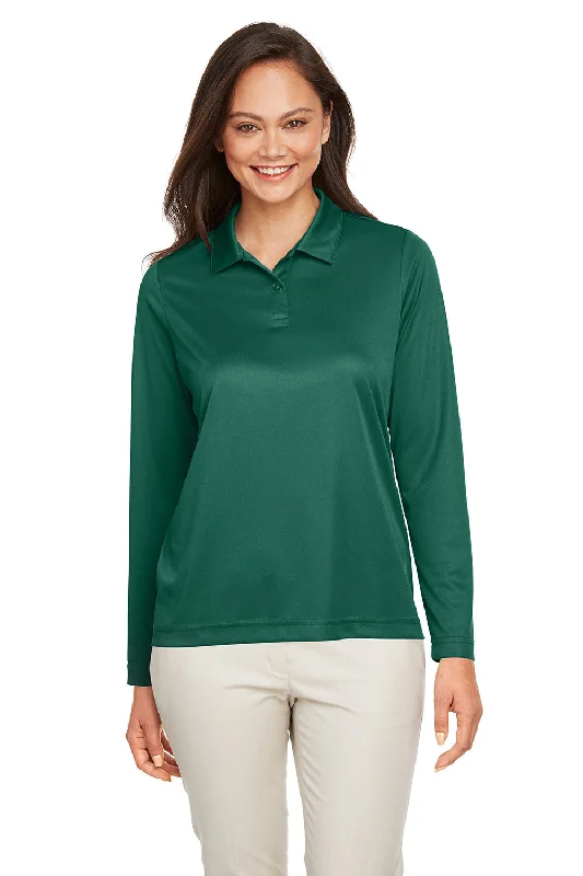 Team 365 Womens Zone Sonic Moisture Wicking Long Sleeve Polo Shirt - Forest Green