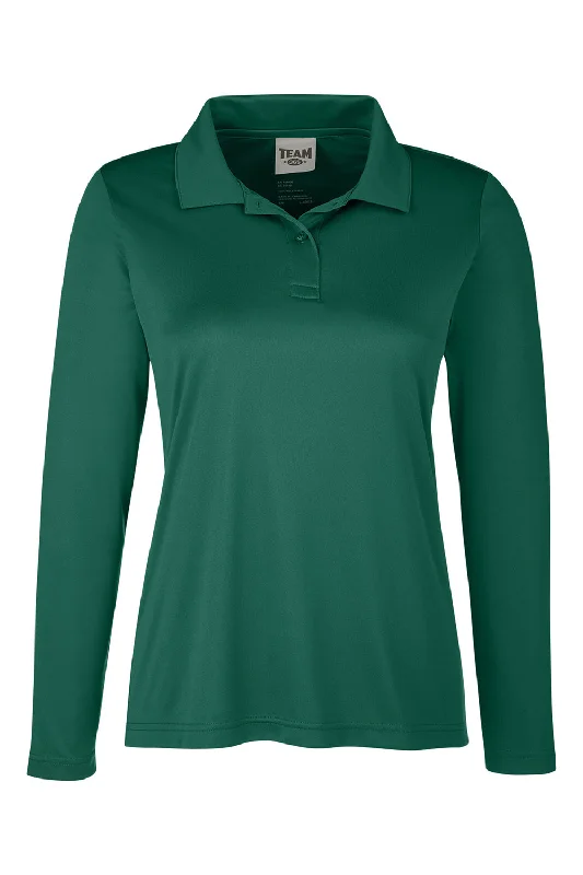 Team 365 Womens Zone Sonic Moisture Wicking Long Sleeve Polo Shirt - Forest Green