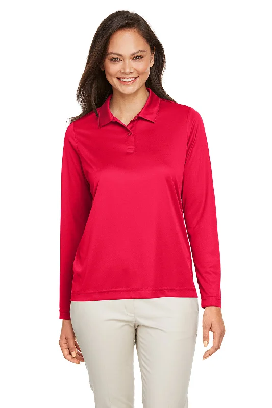 Team 365 Womens Zone Sonic Moisture Wicking Long Sleeve Polo Shirt - Red