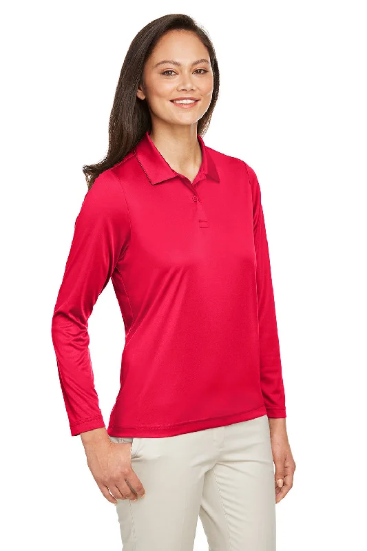 Team 365 Womens Zone Sonic Moisture Wicking Long Sleeve Polo Shirt - Red