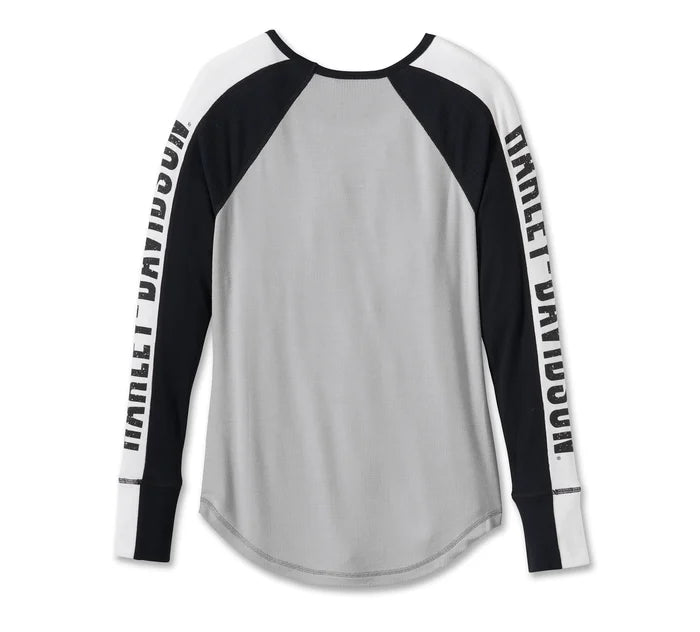 Women's Bar & Shield Raglan Long Sleeve Tee - Colorblocked Grey 96144-24VW