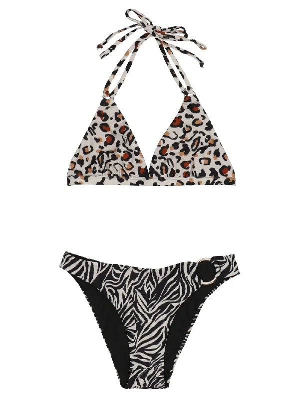 Animal Print Bikini Tie bikini, Adjustable, Trendy, Comfortable