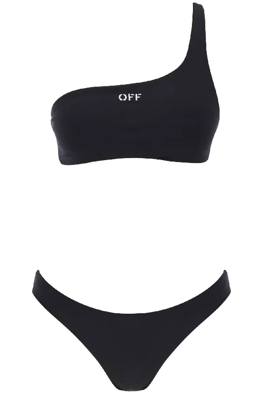 embroidered logo bikini set with OWFE012S24FAB001 BLACK WHITE Bandeau bikini top, Strapless, Elegant, Sexy