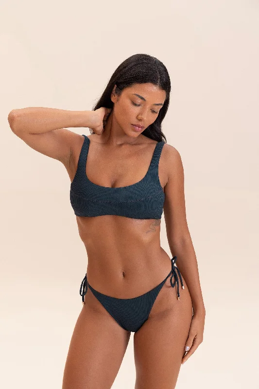 Gloss Rib Tie-Side Bikini Bottom Lace-up bikini, Sexy, Trendy, Fashionable