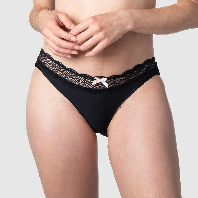 Show Off Bikini Brief - Black Skirted bikini bottom, Feminine, Stylish, Comfortable