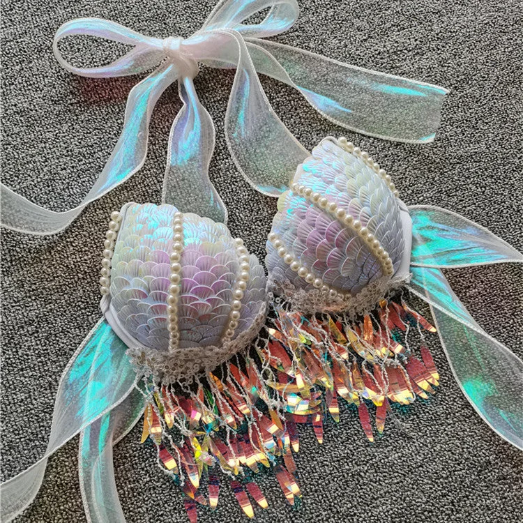 Mermaid Sequins Shell Bikini Top Bra Sheer bikini, Sexy, Trendy, Comfortable